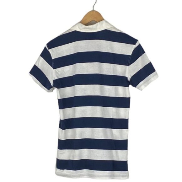 Piel de Toro Men's Navy Blue White Striped Short Sleeve Polo Sz S - Picture 3 of 11